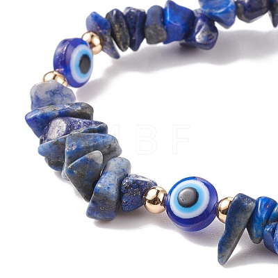 7Pcs 7 Style Natural Mixed Stone Chips & Resin Evil Eye Braided Bead Bracelets Set BJEW-JB08495-1