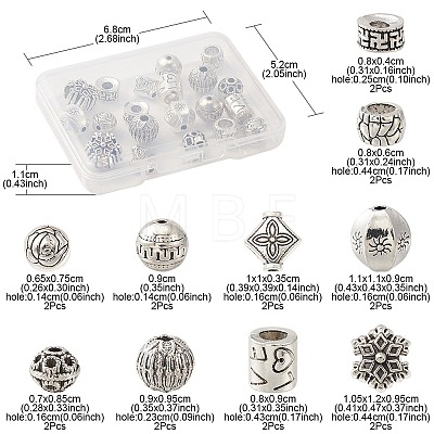 20Pcs 10 Style Tibetan Style Alloy Beads FIND-YW0003-68-1