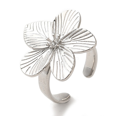 Flower Rack Plating Brass Cuff Rings for Women RJEW-G323-07P-1