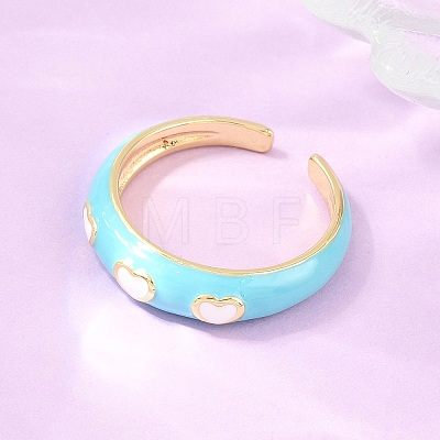 Brass Enamel Cuff Open Rings RJEW-P190-01G-02-1