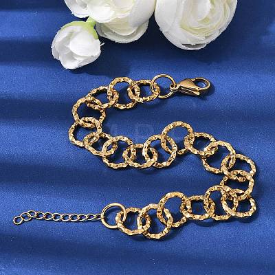 Textured 304 Stainless Steel Rolo Chain Bracelets for Women BJEW-A157-01G-1