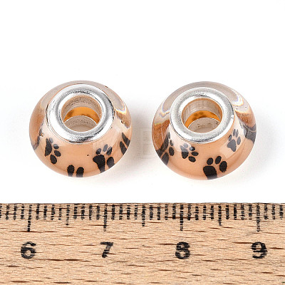 Large Hole Dog Paw Prints Pattern Resin European Beads OPDL-Q129-223A-1