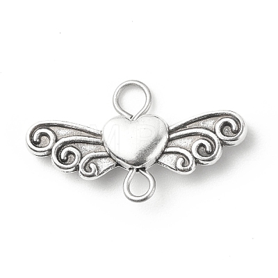 Tibetan Style Alloy Heart with Wing Connector Charms PALLOY-JF01773-1