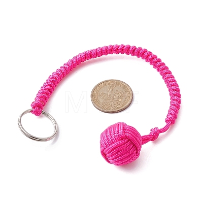 Outdoor Polyester & Spandex Cord Ropes Braided Wood Ball Keychains KEYC-JKC00570-1