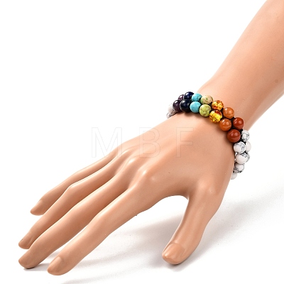 Round Synthetic Howlite & Mixed Stone Braided Bead Bracelet for Girl Wome X1-BJEW-JB06961-02-1