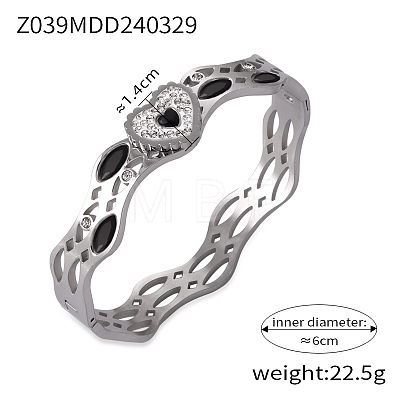 304 Stainless Steel Pave Cubic Zirconia Bangles FS-WG9DD70-03-1