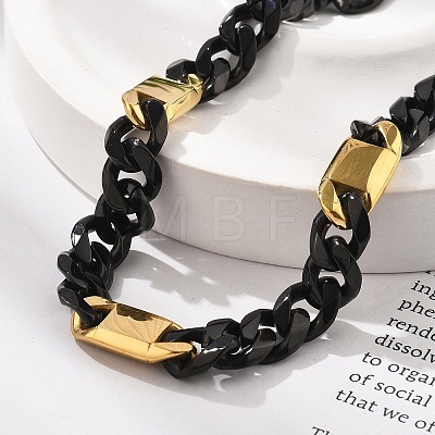 304 Stainless Steel Cuban Link Chains Bracelets for Women Men BJEW-A031-05B-EB-1