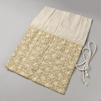 Flower Printed Polyester Cloth Knitting Tools Storage Roll Bags AJEW-WH20054-349A-1