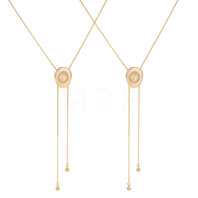 2Pcs Adjustable Brass Curb Chains Cowboy Hat Sweater Lariat Necklaces NJEW-UN0001-78G-1