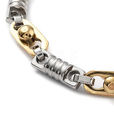 Vacuum Plating 304 Stainless Steel Oval Rectangle Link Chain Bracelet for Men Women BJEW-Z023-06P-1