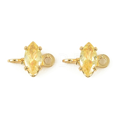 Brass Pave Cubic Zirconia Horse Eye Connector Charms KK-P347-03G-02-1
