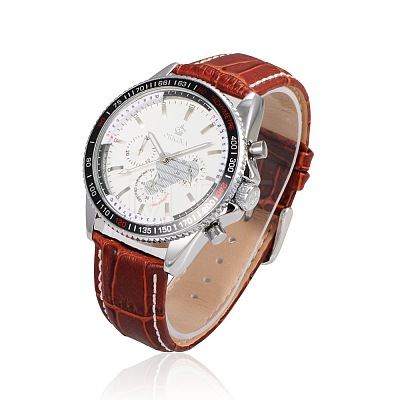 Stainless Steel Leather Wrist Watch WACH-A002-07-1