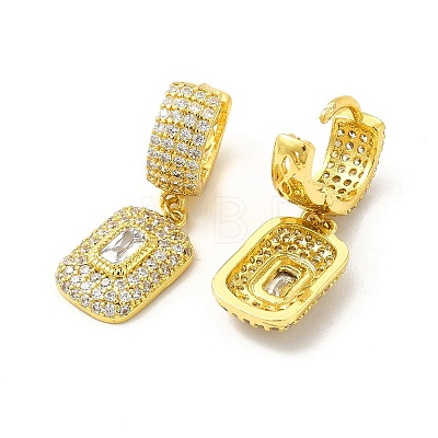 Rack Plating Brass Micro Pave Cubic Zirconia Hoop Earring for Women EJEW-H091-35G-1