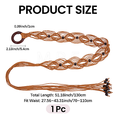 1Pc PU Leather Cord Woven Tassel Tie Knot Belts AJEW-CP0012-06B-1
