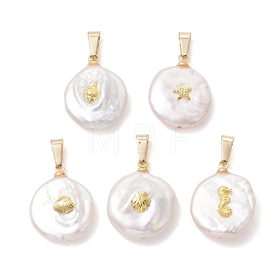 Natural Baroque Keshi Pearl Pendants PALLOY-JF05474-1