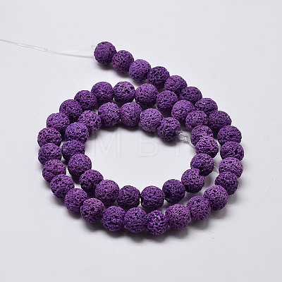 Natural Lava Rock Round Bead Strands G-I124-8mm-08-1