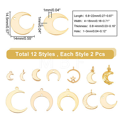 24Pcs 12 Style Brass Charms KK-AR0002-63-1