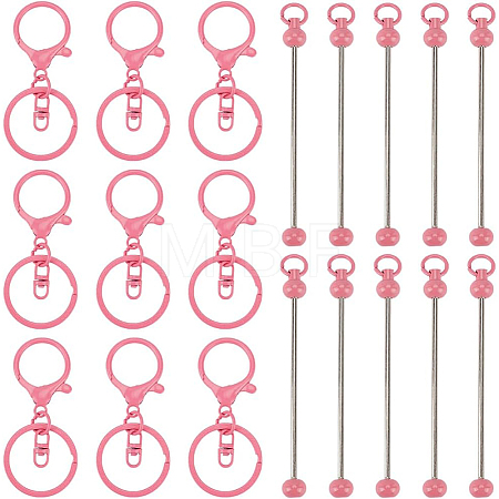 20Pcs 2 Styles Baking Paint Zinc Alloy Keychain Claspsp with Iron Bar Beadable Keychain FIND-SC0009-54A-1