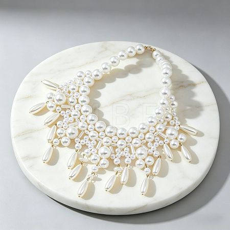 Summer Beach Resin & Glass Layered Bib Necklaces for Women WGA2460-01-1