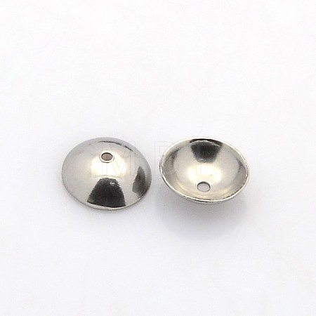 Tarnish Resistant Apetalous Half Round 304 Stainless Steel Bead Caps STAS-N039-01-1