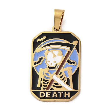 Ion Plating(IP) 304 Stainless Steel Enamel Pendants STAS-Q003-01G-019-1