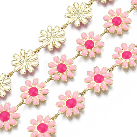 Brass Flower Link Chains CHC-N018-098G-1