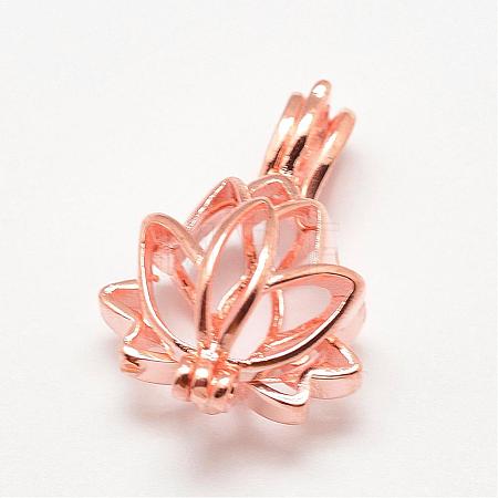 Brass Diffuser Locket Pendants KK-P100-18RG-RS-1