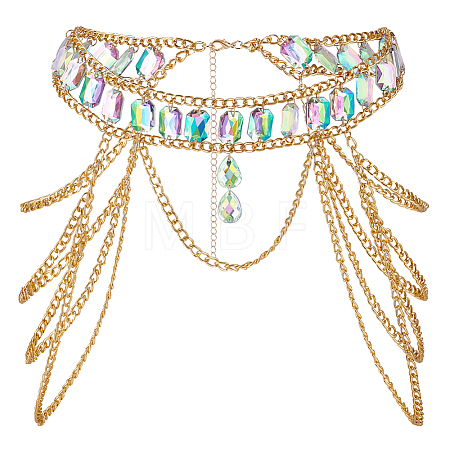 Rhinestone Cup Chains Belts AJEW-WH0470-61G-1