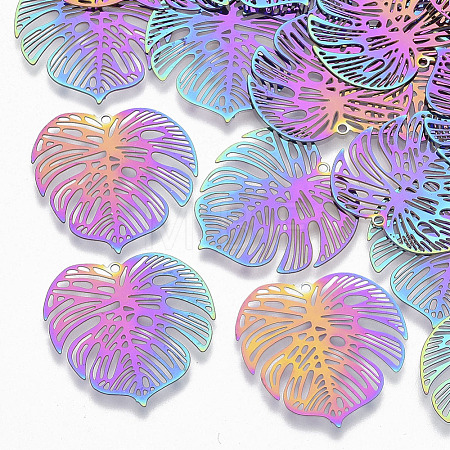 Ion Plating(IP) 201 Stainless Steel Filigree Pendants STAS-R102-08-1