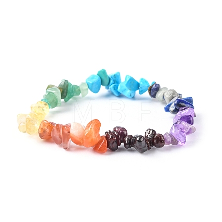 Chakra Gemstone Stretch Bracelets BJEW-JB02288-02-1
