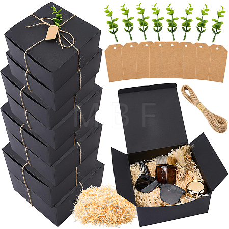 8Pcs Square Folding Kraft Paper Mailer Boxes CON-CP0001-018B-1