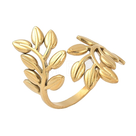304 Stainless Steel Adjustable Open Cuff Rings for Women RJEW-U060-03G-G-1