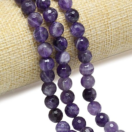 Natural Chevron Amethyst Beads Strands G-B165-A09-8mm-1