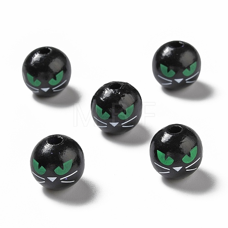 Halloween Spray Painted Wood Beads WOOD-C002-03-1