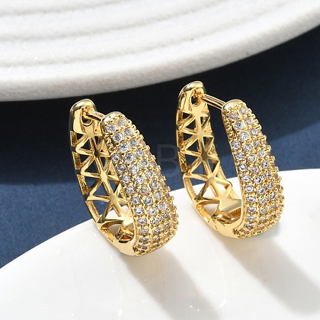 Brass Micro Pave Clear Cubic Zirconia Hoop Earrings EJEW-C182-07E-G-1