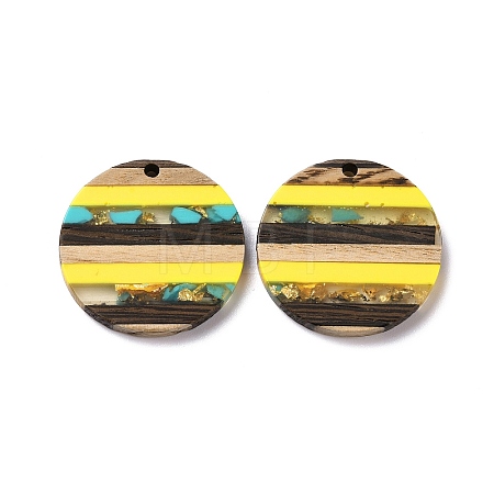 Transparent Resin & Walnut Wood Pendants RESI-TAC0017-68A-02-1
