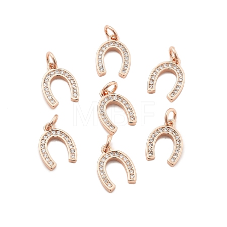 CZ Brass Micro Pave Cubic Zirconia Horse Shoe Charms ZIRC-L018-13RG-1