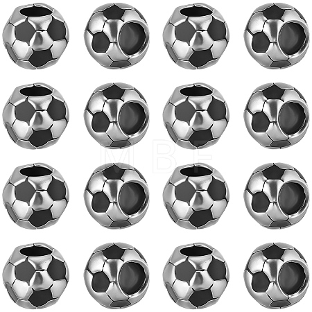 30Pcs Large Hole FootBall/Soccer Ball Alloy Enamel European Beads MPDL-SC0001-12-1