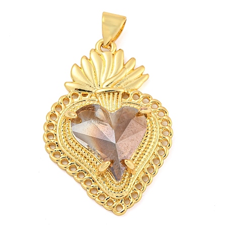 Rack Plating Brass Pendants ZIRC-L100-163G-08-1