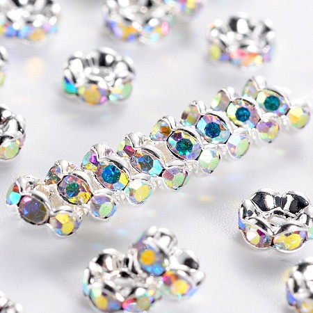Brass Rhinestone Spacer Beads RB-A014-L5mm-28S-NF-1