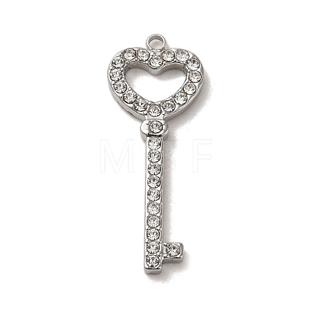 304 Stainless Steel Rhinestone Pendants STAS-L022-302P-1