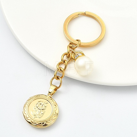 Brass Locket with Acrylic Pearl Pendant Keychains KEYC-YW00275-03-1