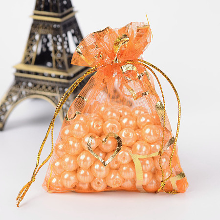 Heart Printed Organza Bags OP-R022-7x9-06-1