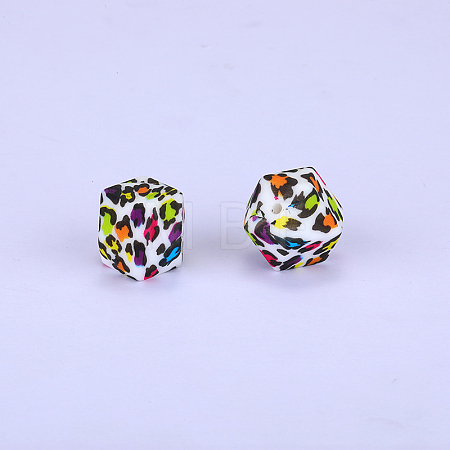 Colorful Pattern Printed Silicone Focal Beads SI-JX0022A-11-1