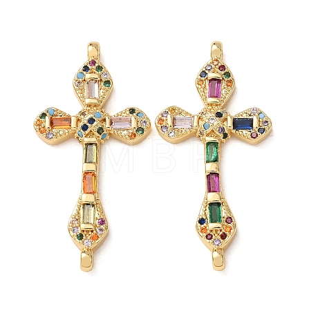 Brass Micro Pave Colorful Cubic Zirconia Connector Charms CU-CBA4579-08G-A-1