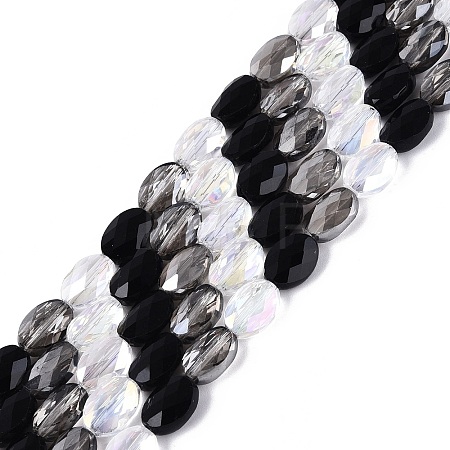 Electroplate Imitation Jade & Opaque & Transparent Glass Beads Strands EGLA-Q135-8x11MM-01E-1