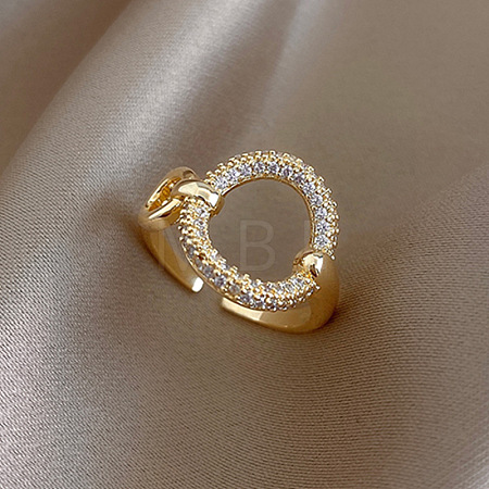 Alloy Pave Cubic Zirconia Cuff Rings for Womem WG5E118-01-1