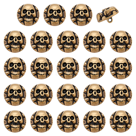 24Pcs 1-Hole Alloy Shank Buttons BUTT-PH0001-81AG-1