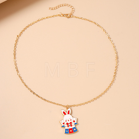 Alloy Enamel Animal Pendant Necklaces WG5B2A2-05-1