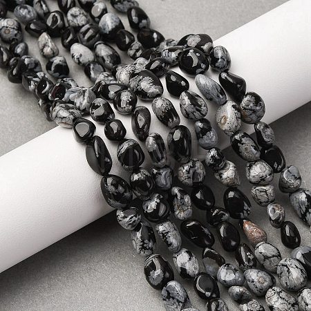 Natural Snowflake Obsidian Beads Strands G-K395-A04-01-1